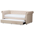 Light Beige Upholstered Twin Daybed with Trundle Z8824