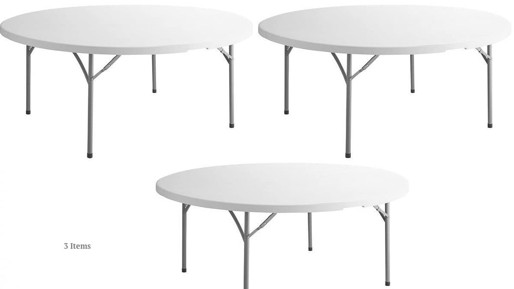 White 6 Ft Round Plastic Folding Table F795