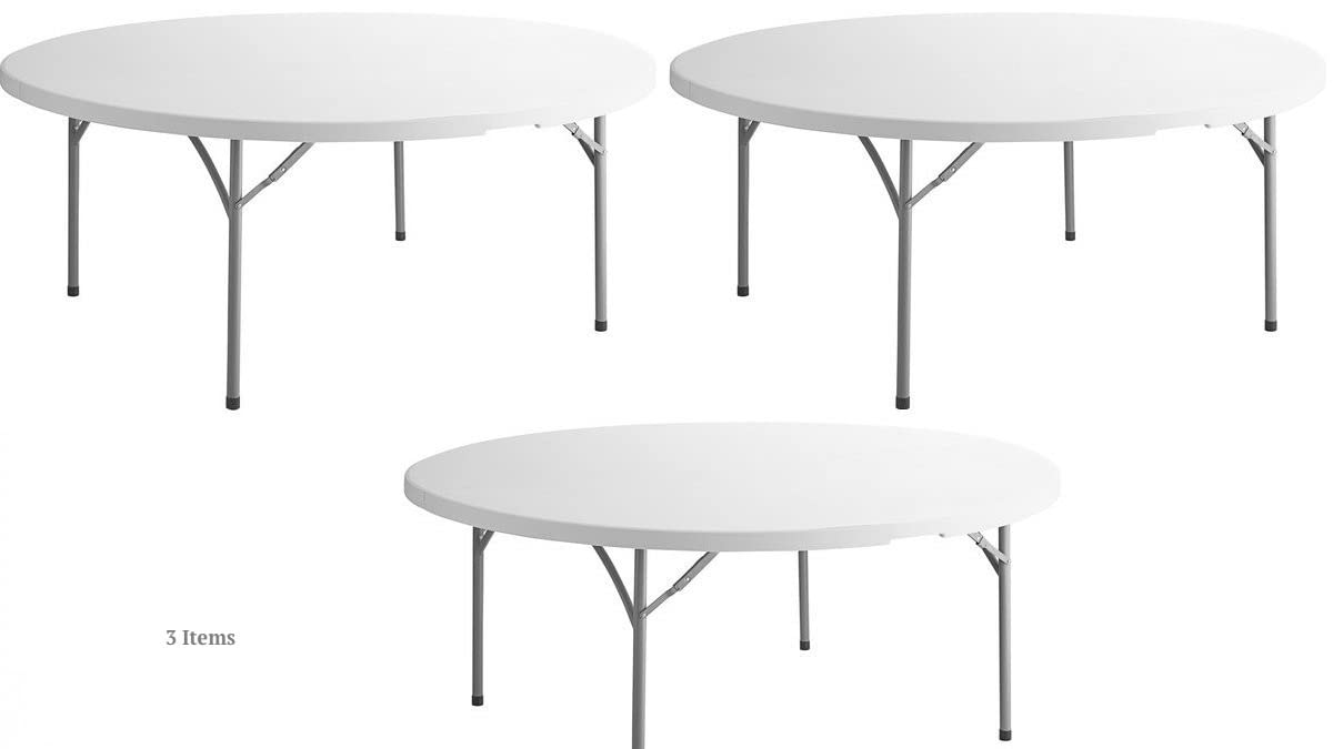White 6 Ft Round Plastic Folding Table F795