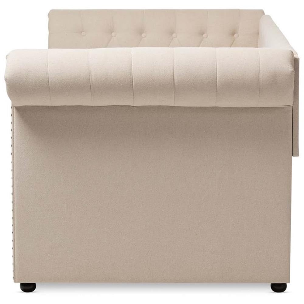 Light Beige Upholstered Twin Daybed with Trundle Z8824