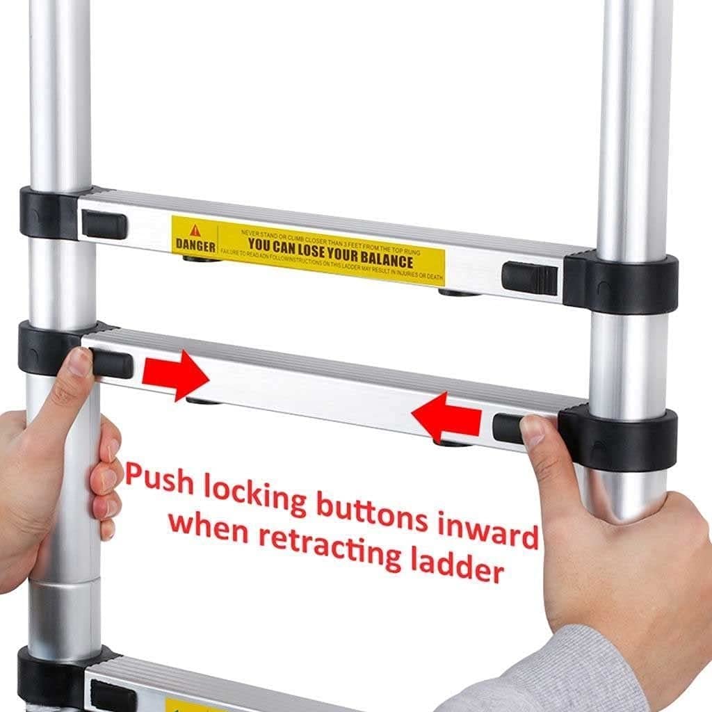 Aluminum Telescoping Ladder with Hooks, 20.3FT One Button Retraction 330lbs Capacity Q906597