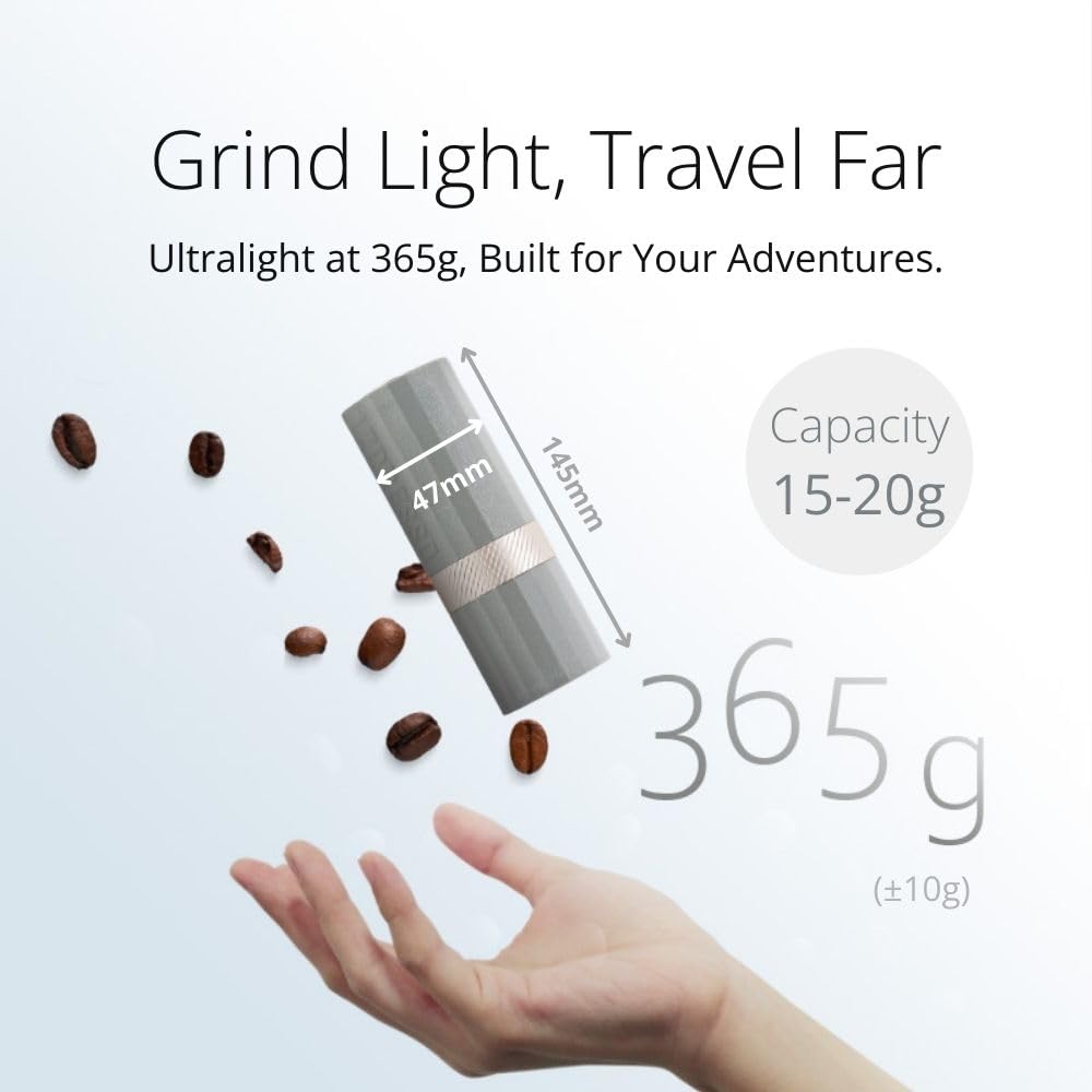 Black Manual Coffee Grinder, Stainless Steel Conical Burr A393