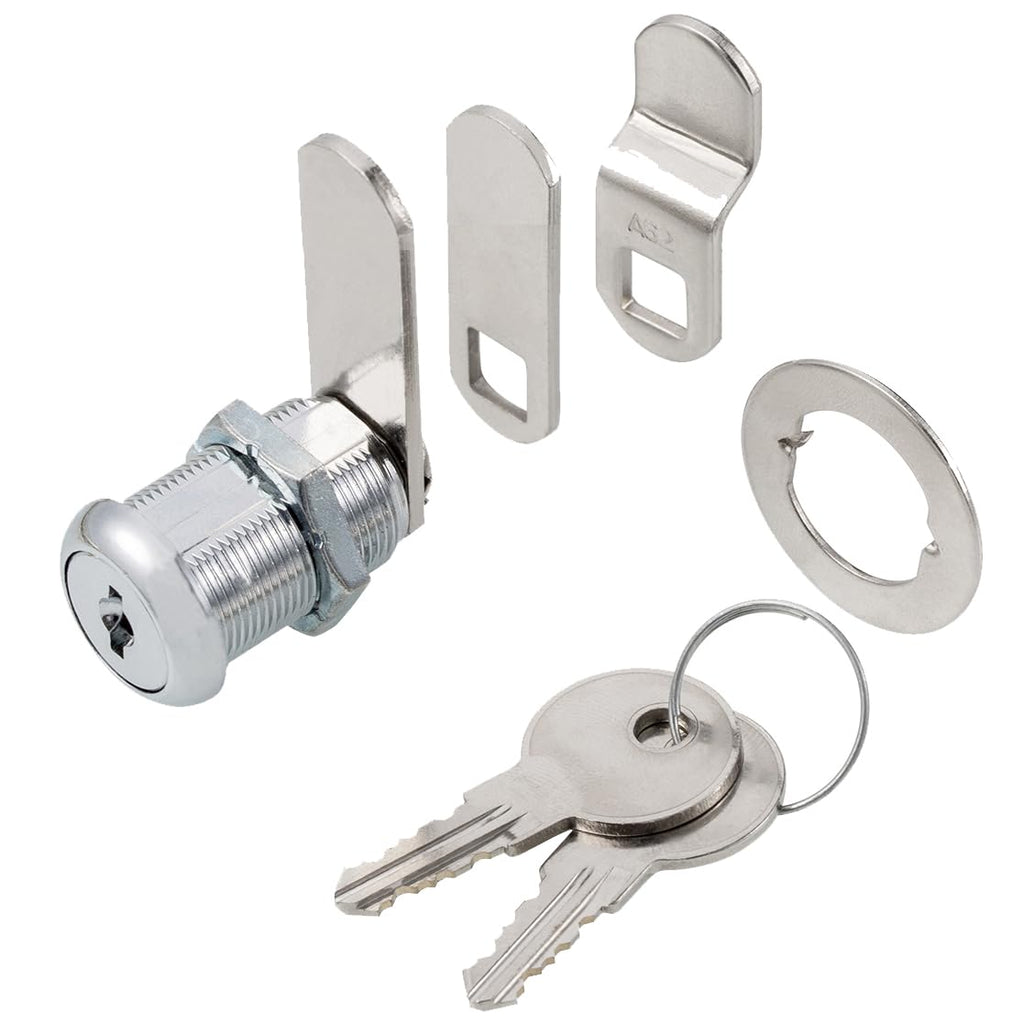 Keyed Alike 1” Cylinder Cam Locks Chrome Finish with 3 Cams and 2 Keys G458