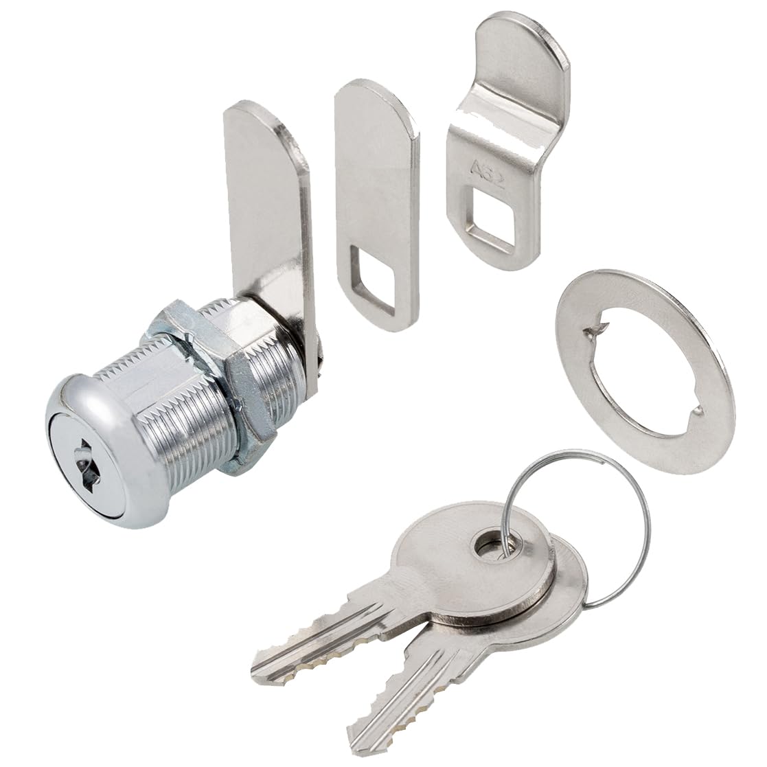 Keyed Alike 1” Cylinder Cam Locks Chrome Finish with 3 Cams and 2 Keys G458