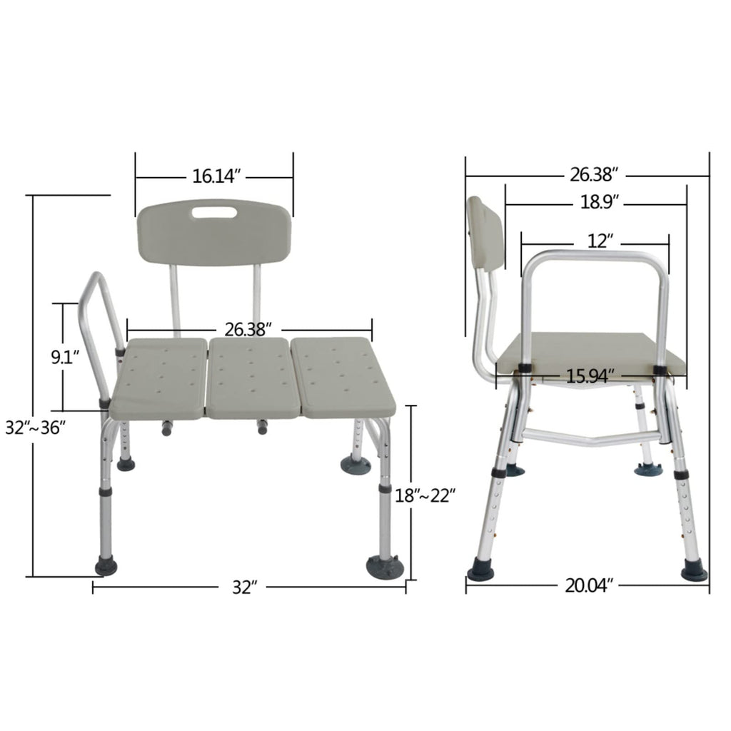 Tub Transfer Bench with Backrest and Armrest Q4670