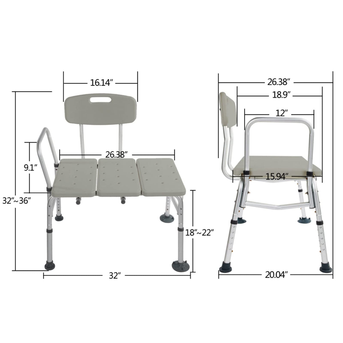Tub Transfer Bench with Backrest and Armrest Q4670