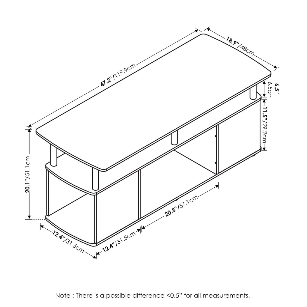 3-Tier TV Stand with Open Shelf up to 50 Inch F78864