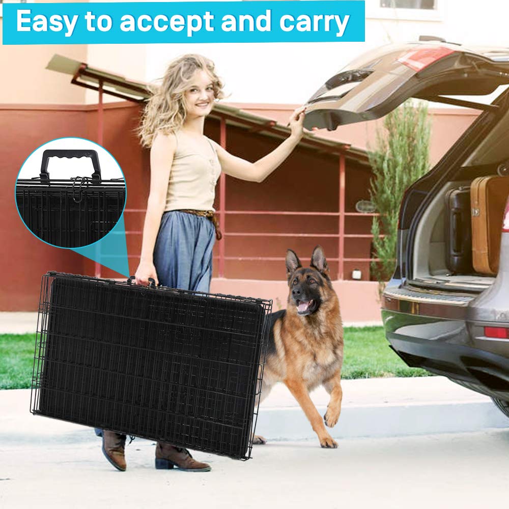 48" Heavy Duty Folding Wire Metal Dog Crate with Divider X506