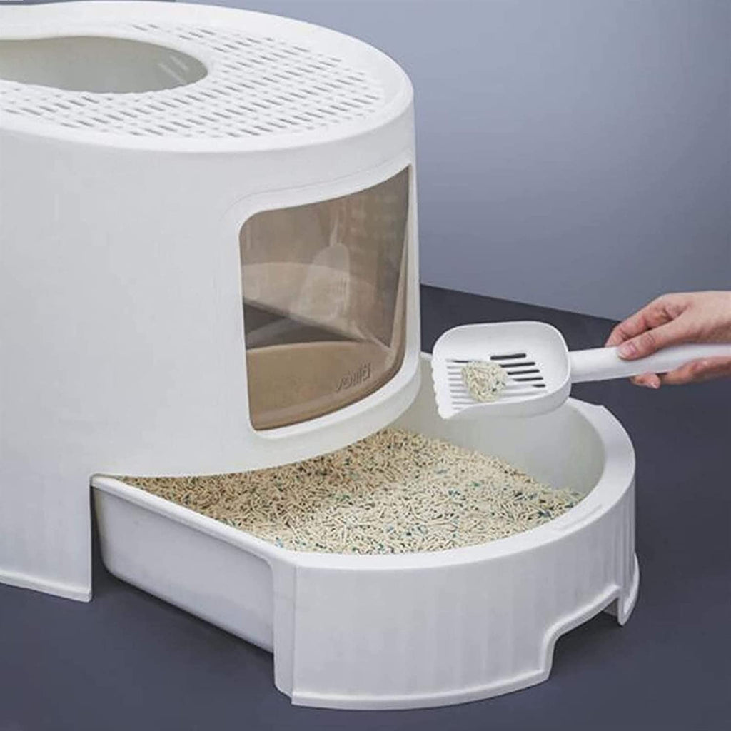 Large White Cat Litter Box with Lid W104173