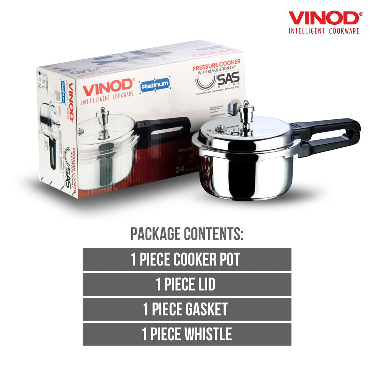 Stainless Steel Pressure Cooker, Outer Lid, 2 Litre K42937