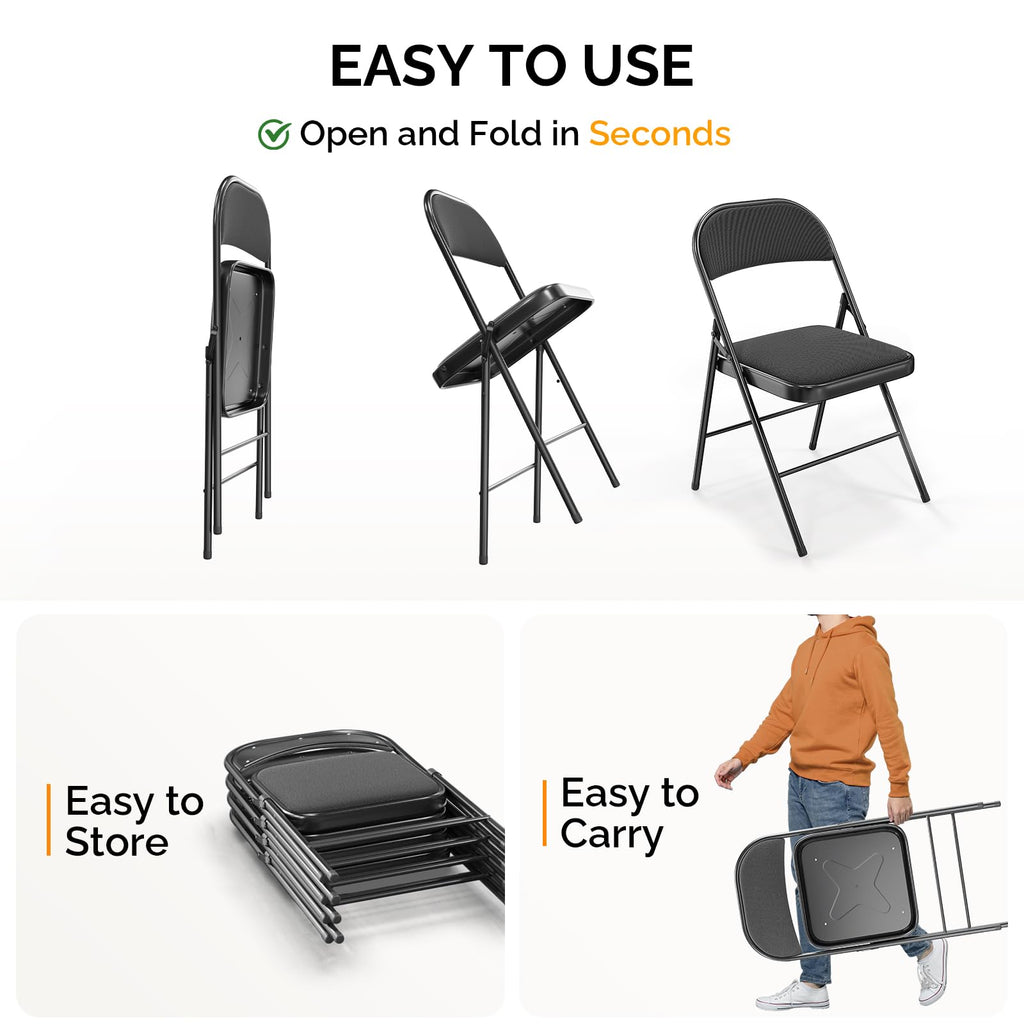 Black Fabric Padded Folding Chairs 10 Pack B10765
