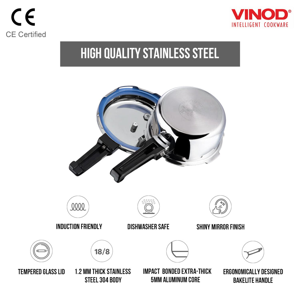Stainless Steel Pressure Cooker, Outer Lid, 2 Litre K42937