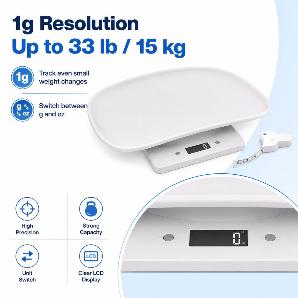 Digital Pet Scale with 1g Resolution and Tape Measure L256