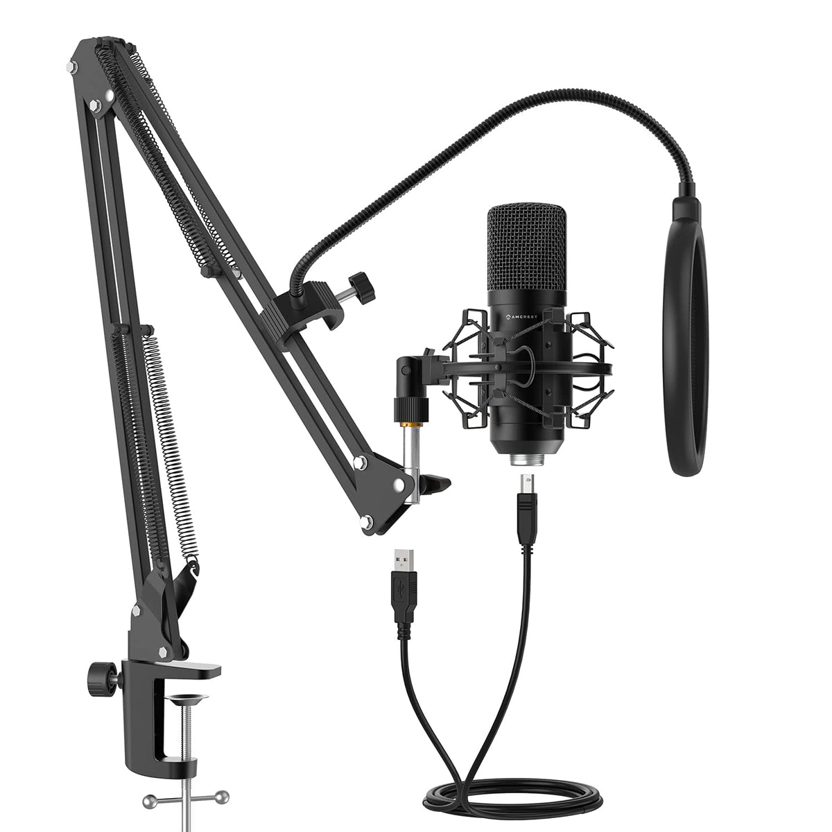 USB Microphone with Boom Arm, Pop-Filter, Shock Mount X173