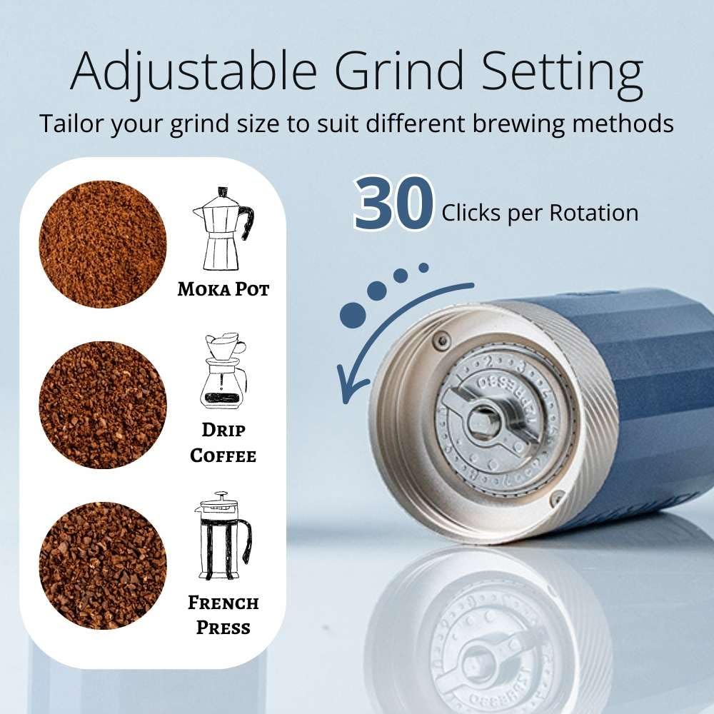 Black Manual Coffee Grinder, Stainless Steel Conical Burr A393