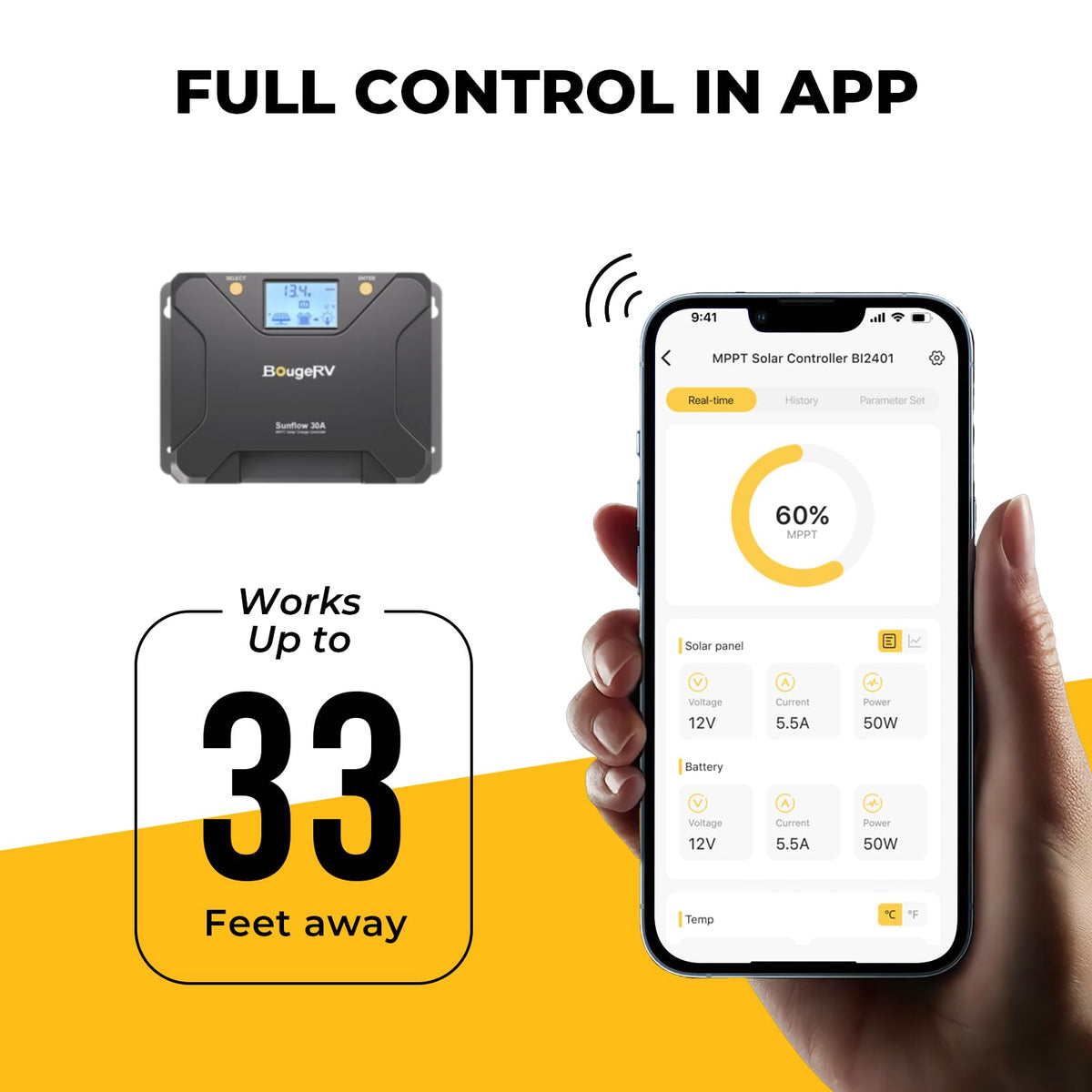 30A MPPT Solar Charge Controller with APP Control W13807