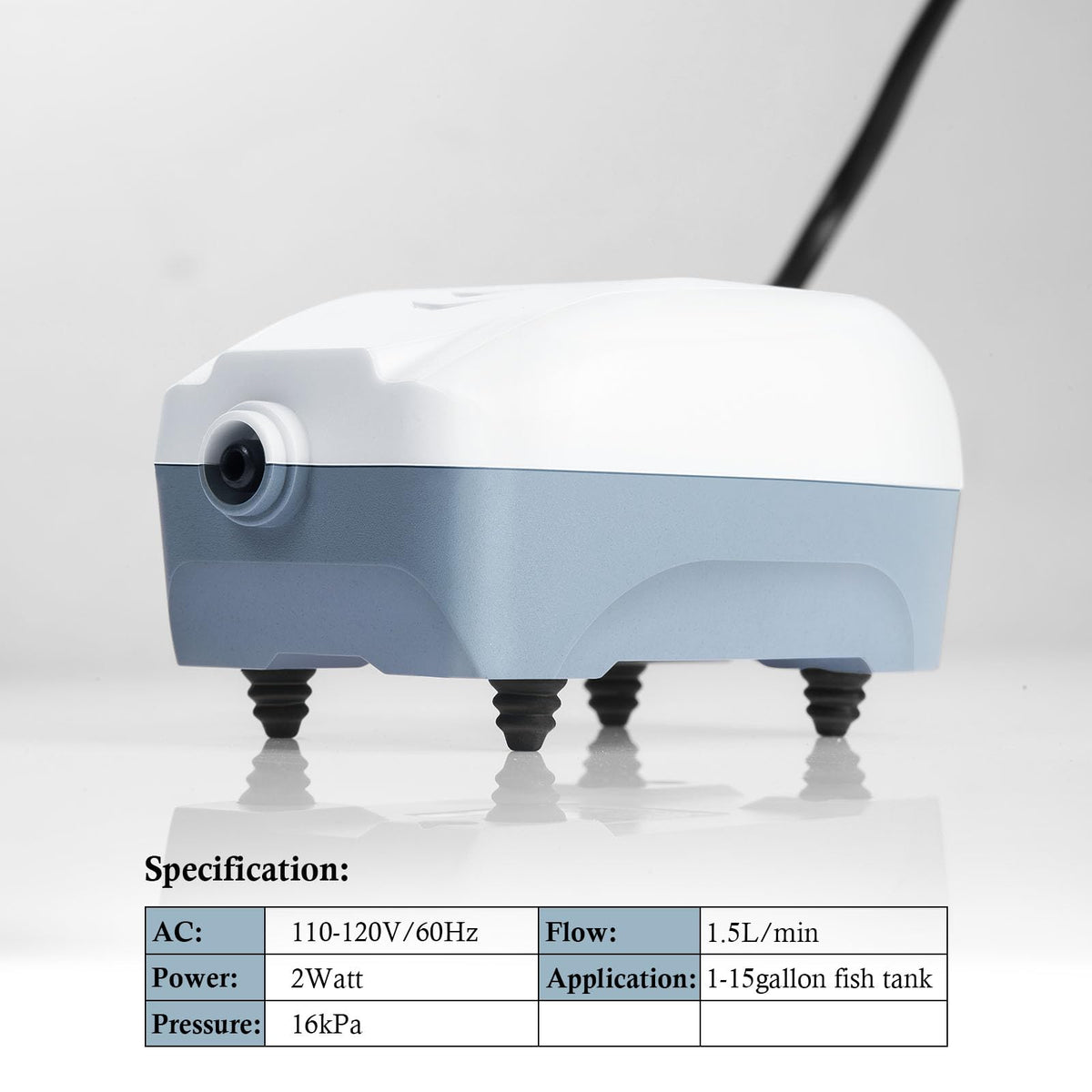 2W Single Outlet Aquarium Air Pump 25GPH L6731