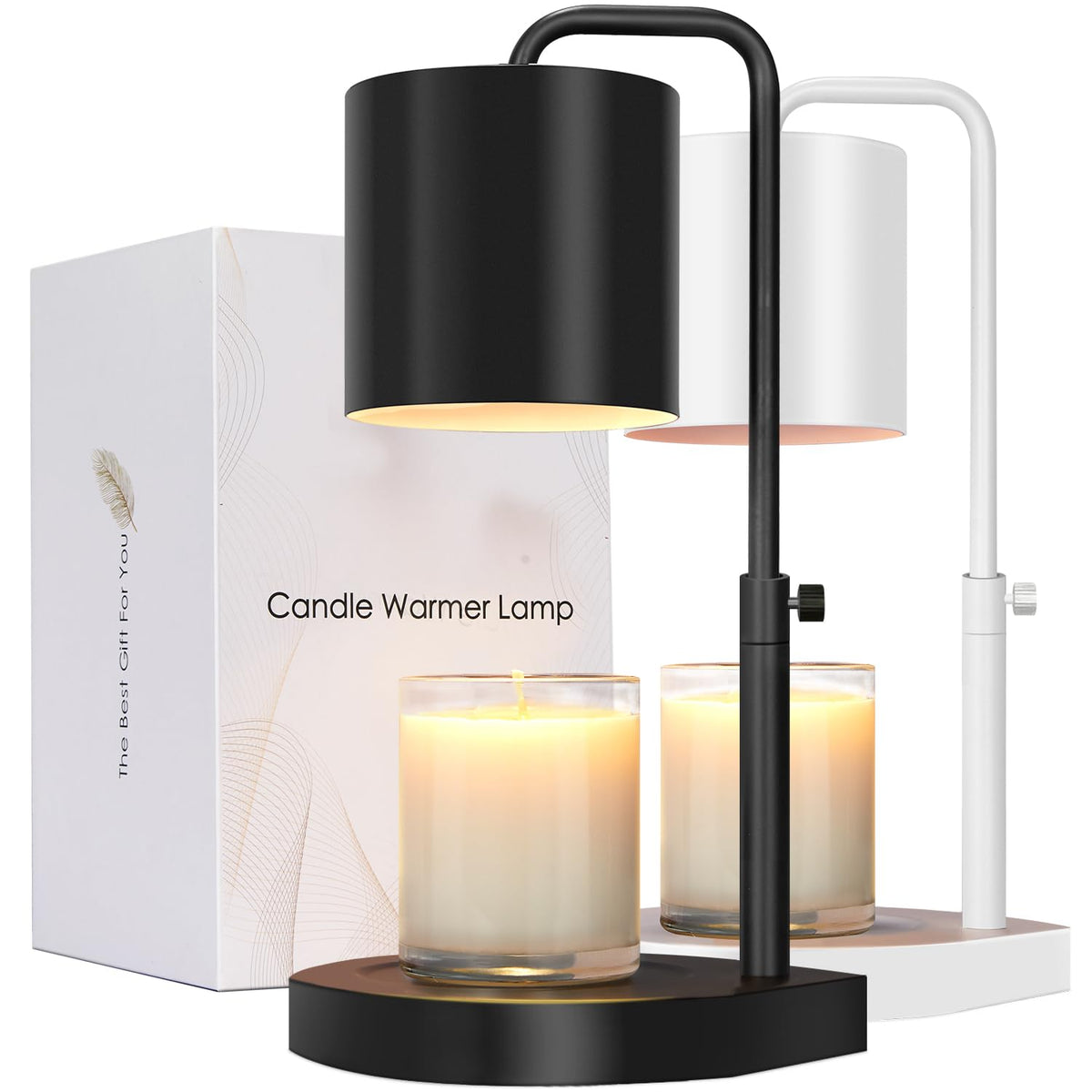 Black Adjustable Height Dimmable Candle Warmer Lamp with Timer F950957