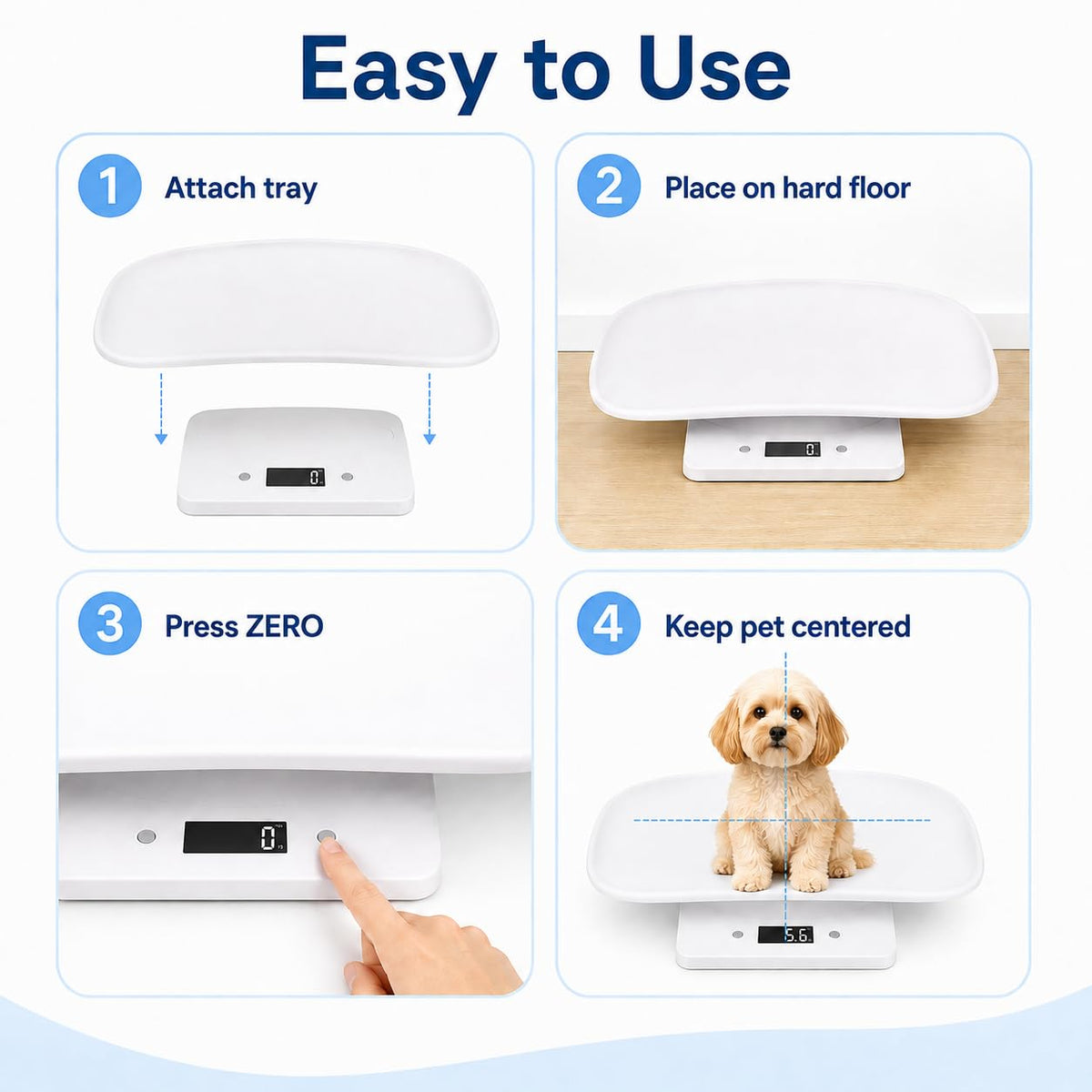 Digital Pet Scale with 1g Resolution and Tape Measure L256