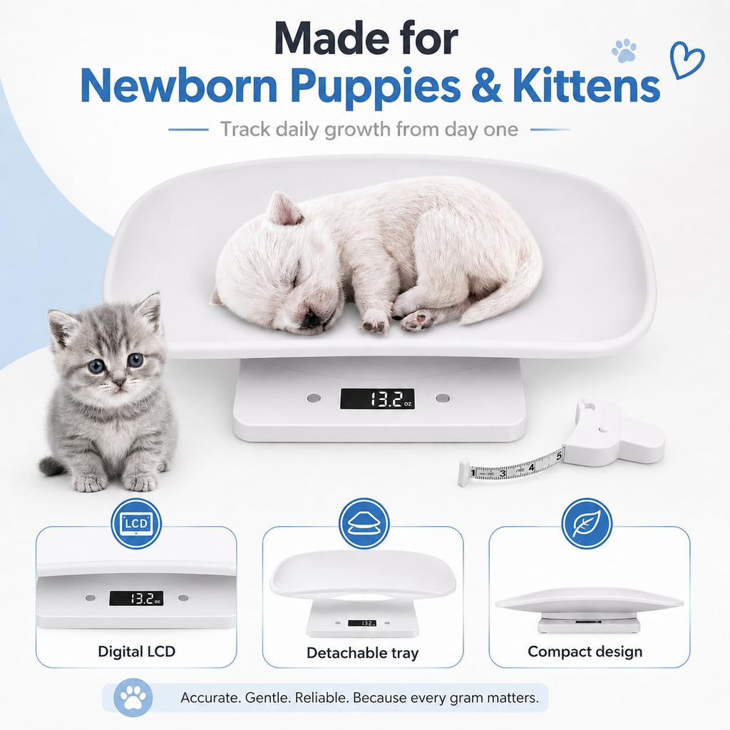 Digital Pet Scale with 1g Resolution and Tape Measure L256