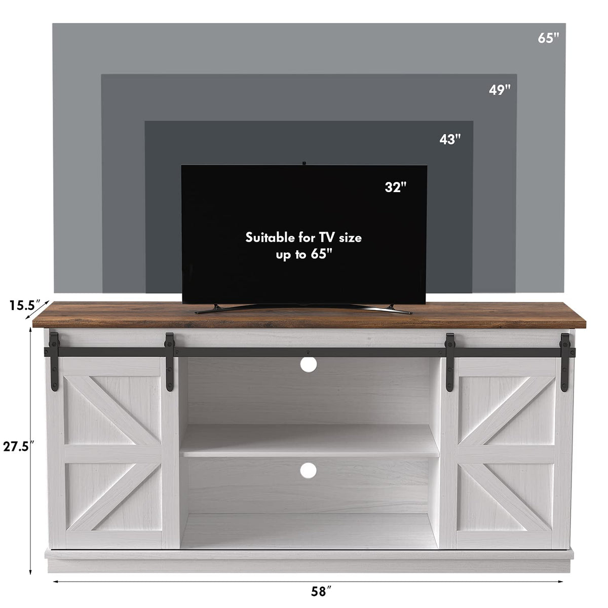 Bright White TV Stand for 65 Inch TV W620