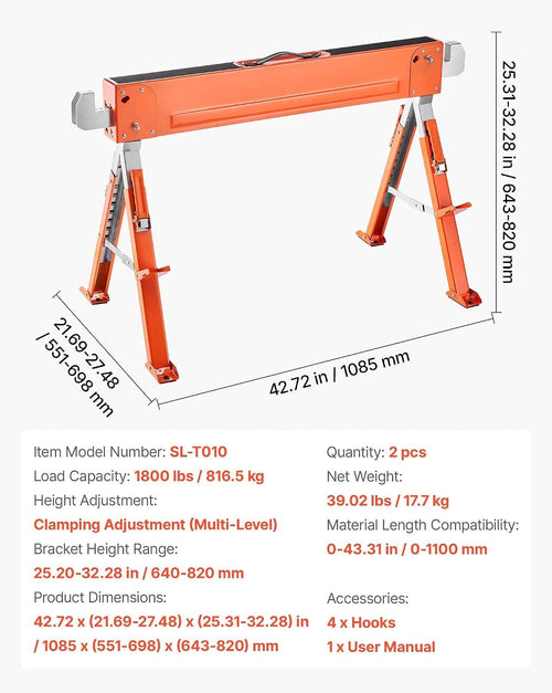 2-Pack Adjustable Folding Saw Horses L335