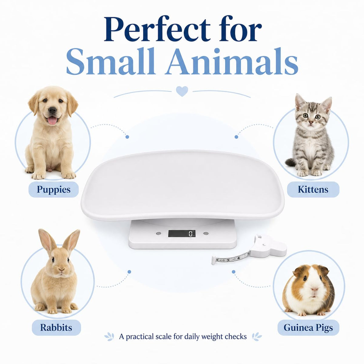 Digital Pet Scale with 1g Resolution and Tape Measure L256