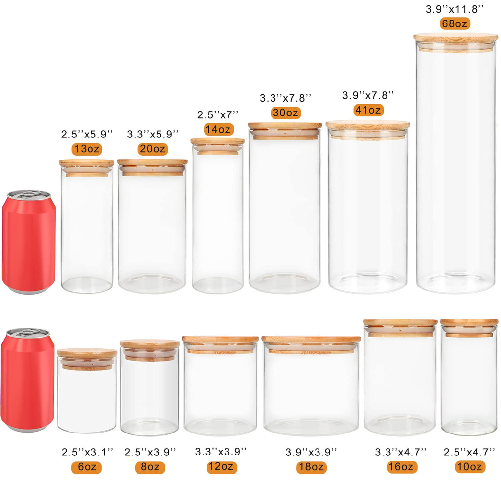 9 Pack 16 oz Glass Jars with Airtight Bamboo Lids J207250