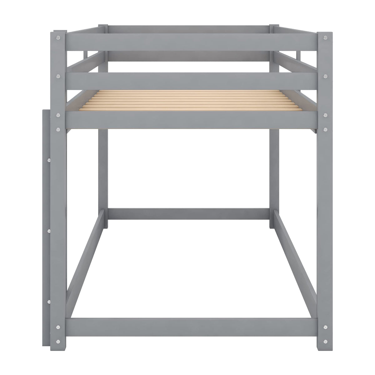 Twin Over Twin Solid Wood Bunk Bed with Ladder and Guardrails Y753