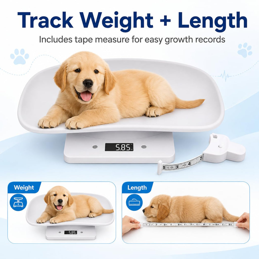 Digital Pet Scale with 1g Resolution and Tape Measure L256