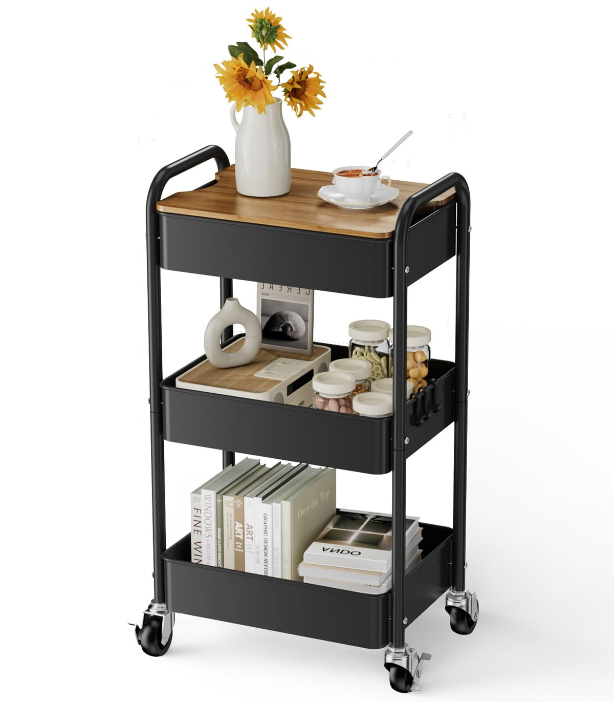 3-Tier Rolling Metal Utility Cart R83257