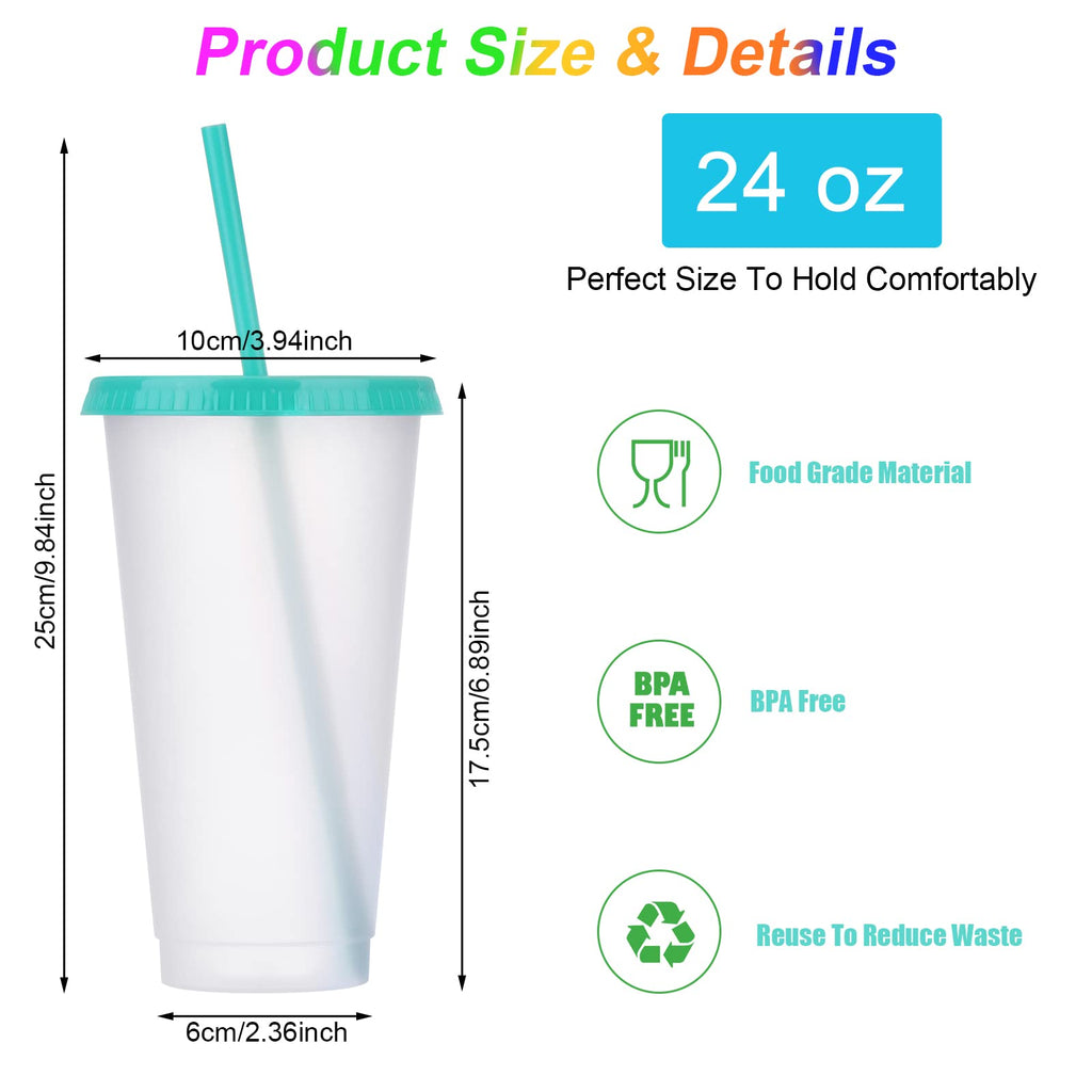 24 Pack Clear Plastic Tumblers with Lids and Straws B984445