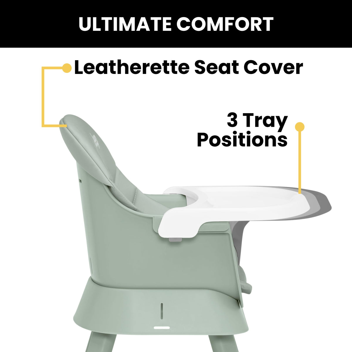 6-in-1 High Chair Converts to Stool Booster Seat Toddler Chair Activity Table and Desk and Chair Sage Green G7733