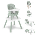 6-in-1 High Chair Converts to Stool Booster Seat Toddler Chair Activity Table and Desk and Chair Sage Green G7733