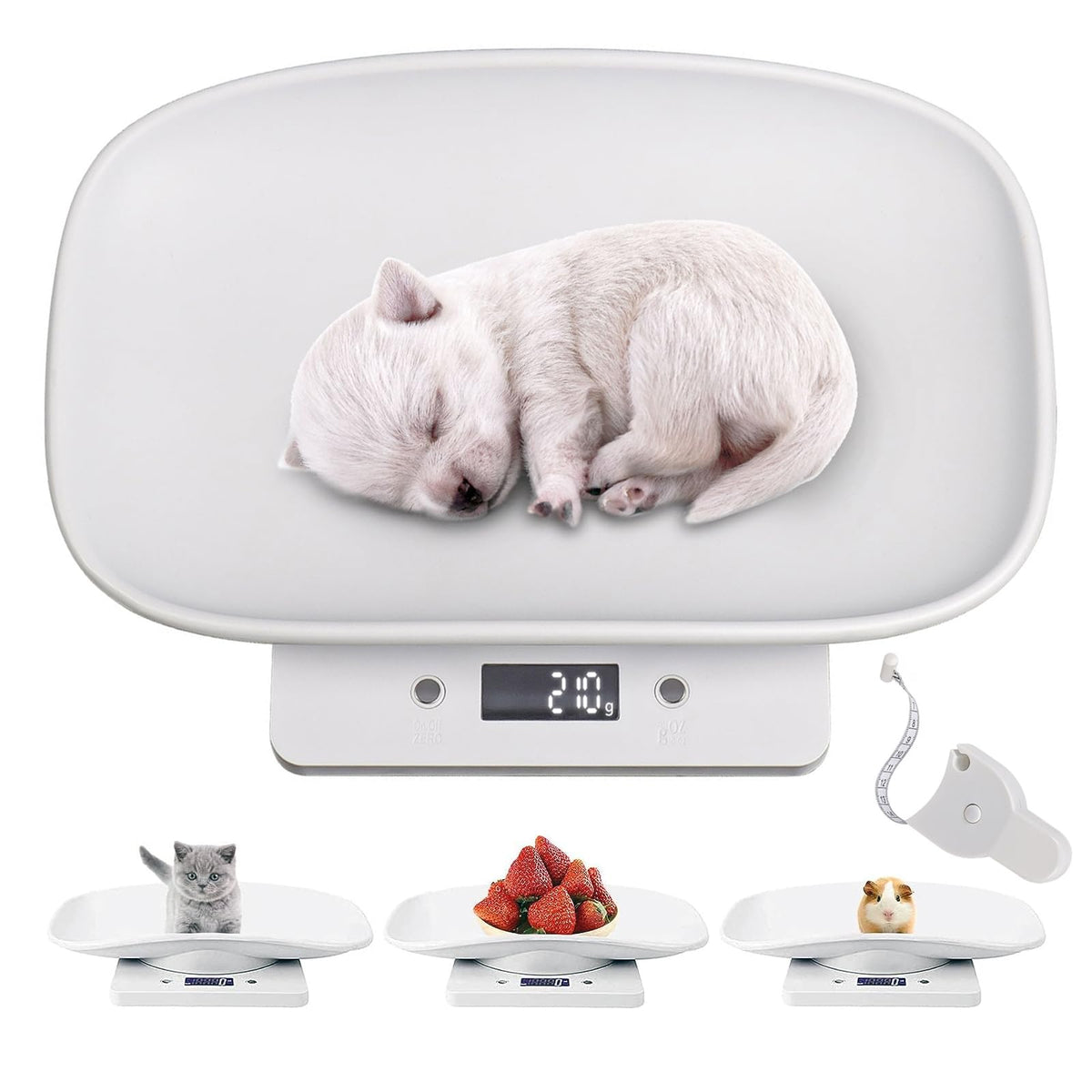 Digital Pet Scale with 1g Resolution and Tape Measure L256