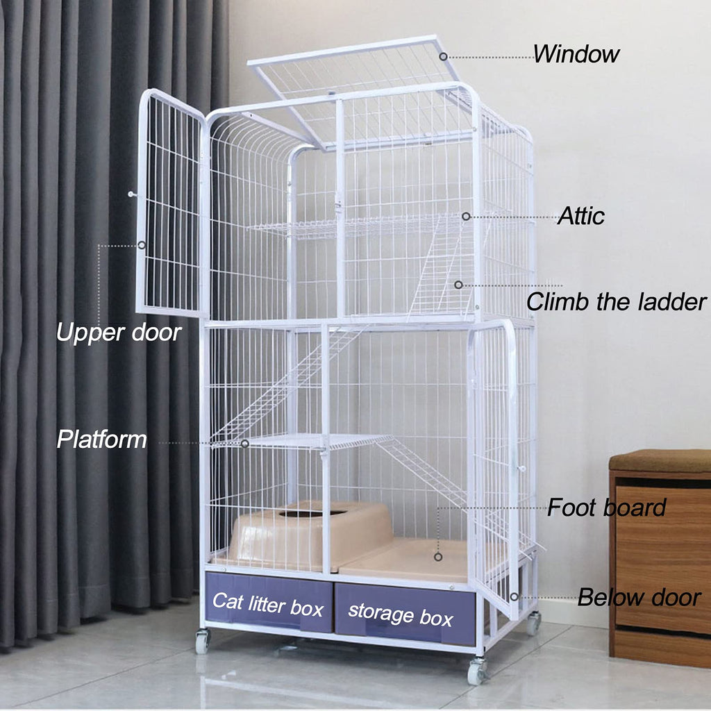 Heavy Duty Metal Dog Crate with Four Wheels F136