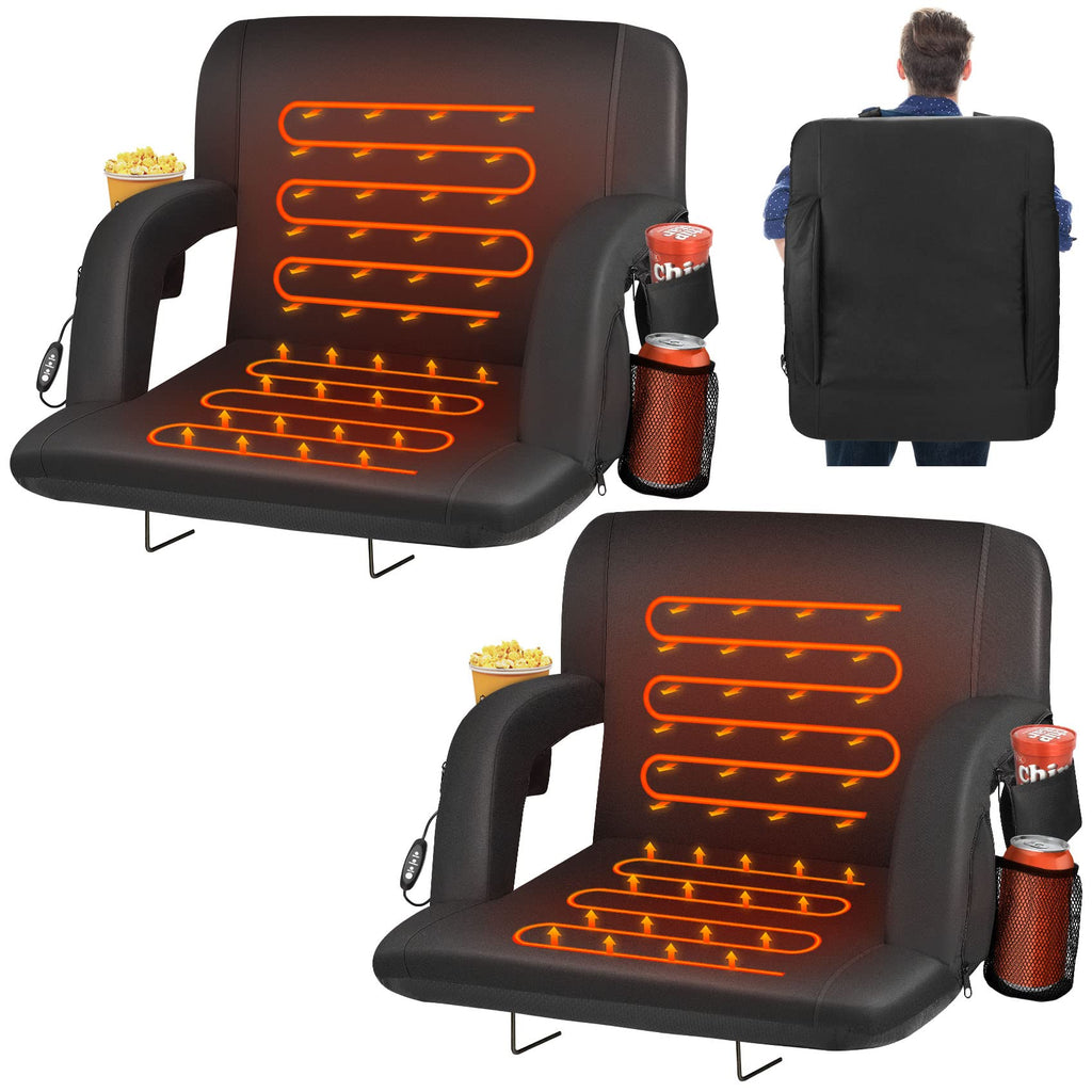 Heated Stadium Seats for Bleachers with Back Support, Black J72234