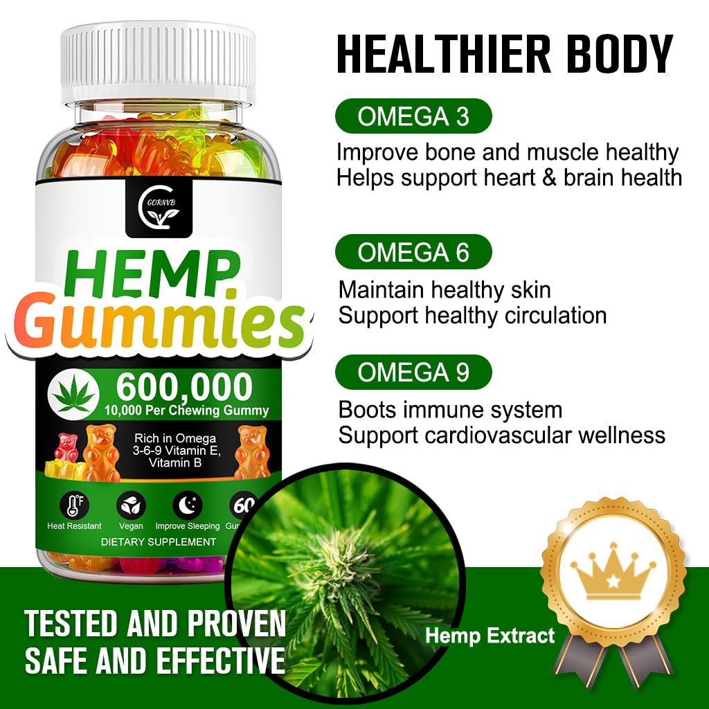 High Potency Hemp Gummies 600,000 Extra Strength Vegan Gluten-Free H22852