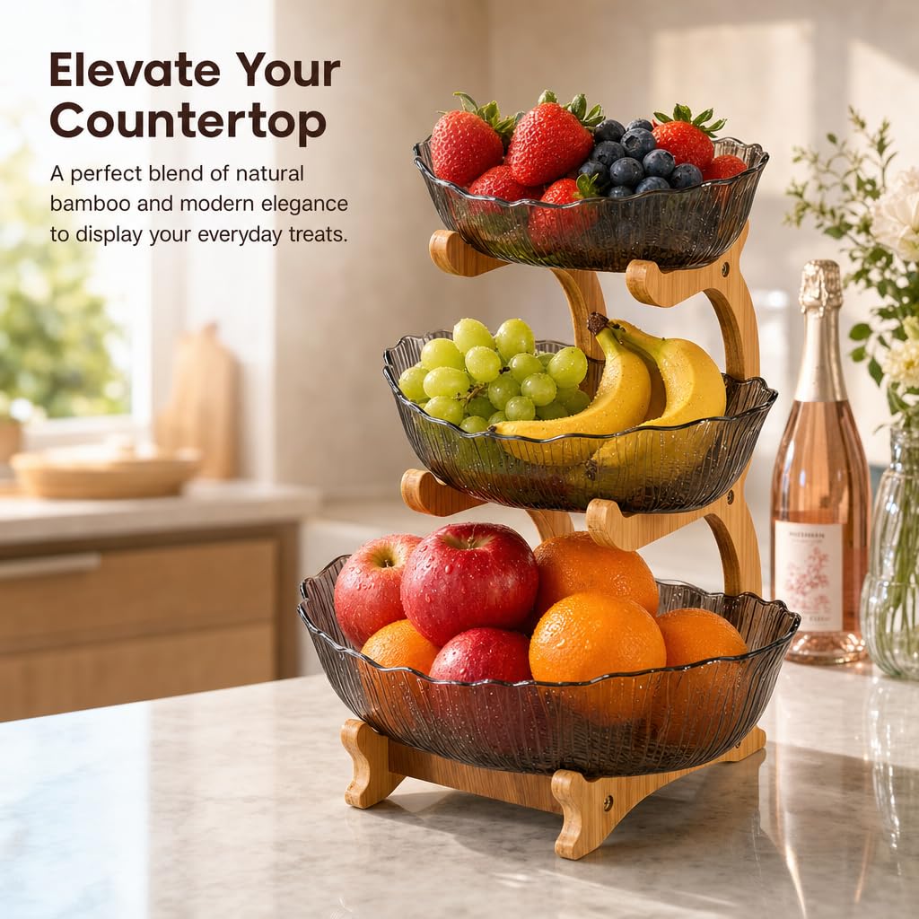 3 Tier Bamboo Fruit Basket Y1526