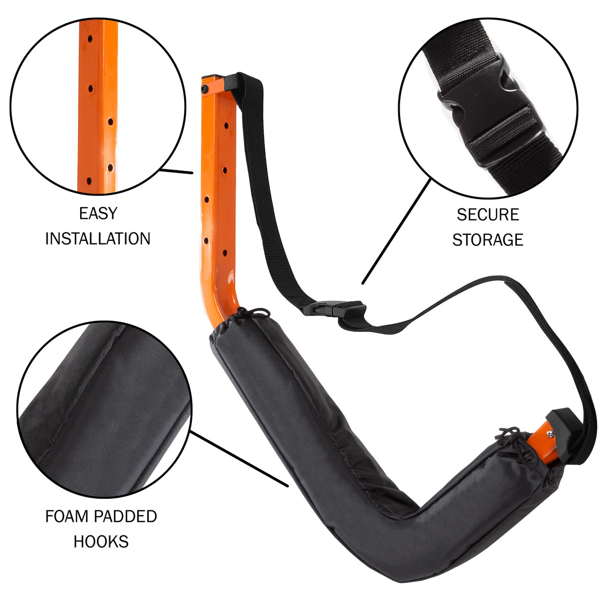 Kayak Storage Hooks Set of 2 Wall Mount 125lbs Capacity F2933