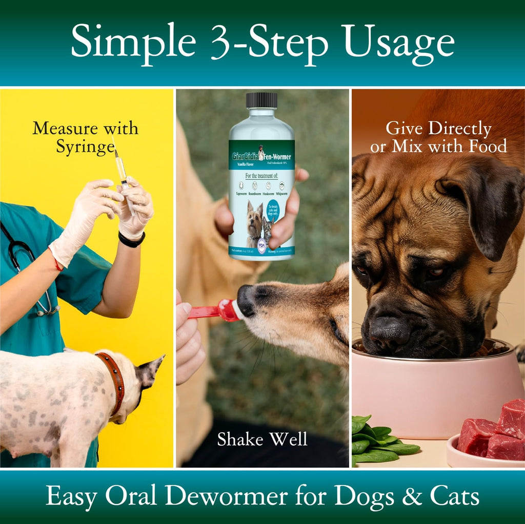4 oz Vanilla Flavour Liquid Dog & Cat Dewormer with Syringe Z39419