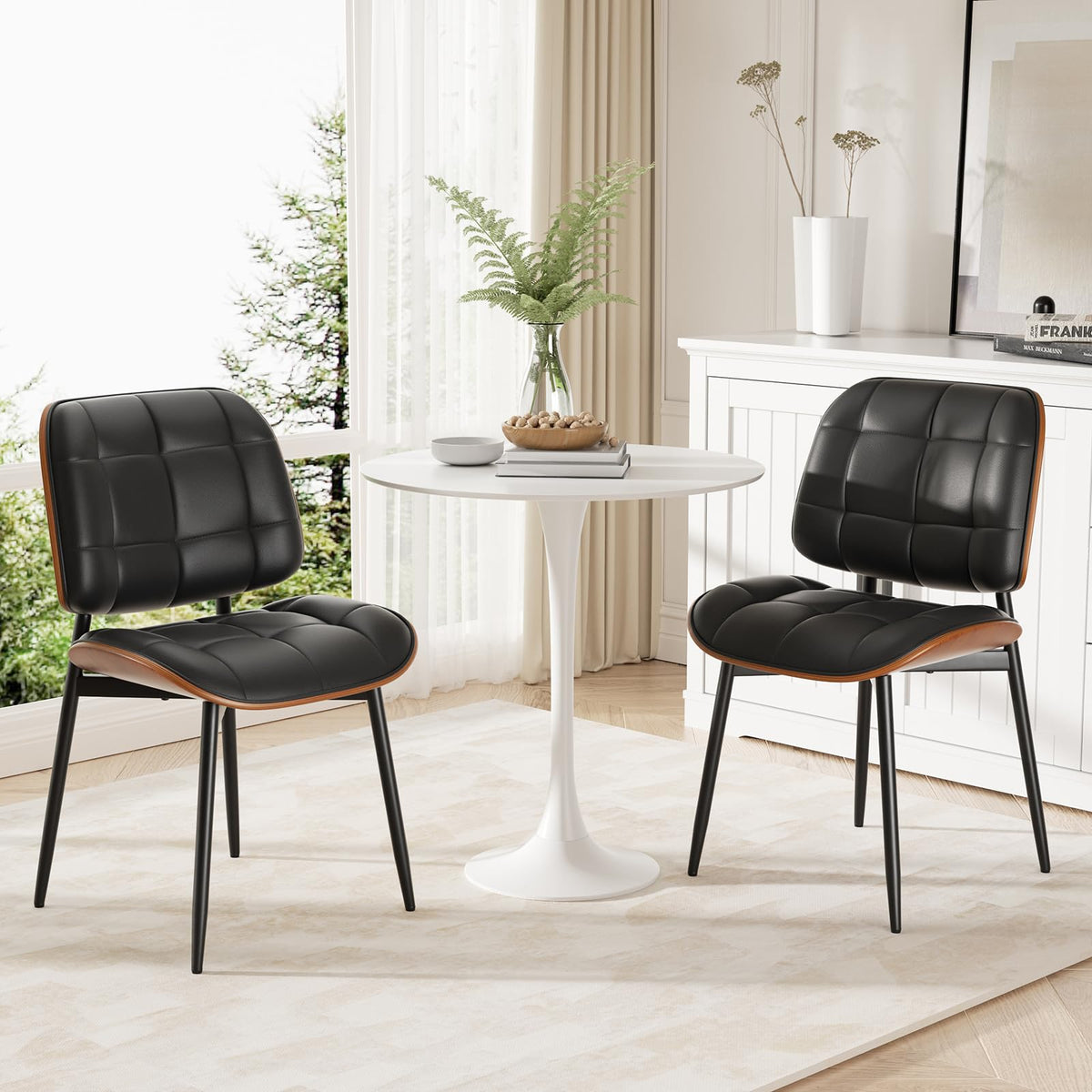 Black Faux Leather Dining Chairs Set of 4 Z382