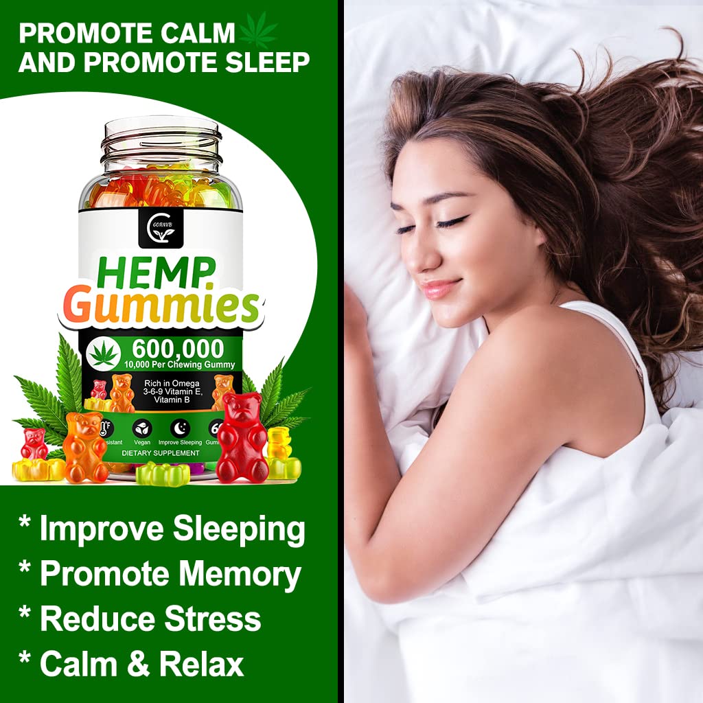 High Potency Hemp Gummies 600,000 Extra Strength Vegan Gluten-Free H22852