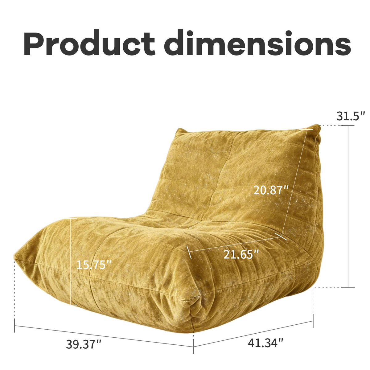 Yellow Bean Bag Chair with Memory Foam X368