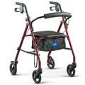 Steel Rollator Walker with Seat, Burgundy, 350 lb. Weight Capacity G74335