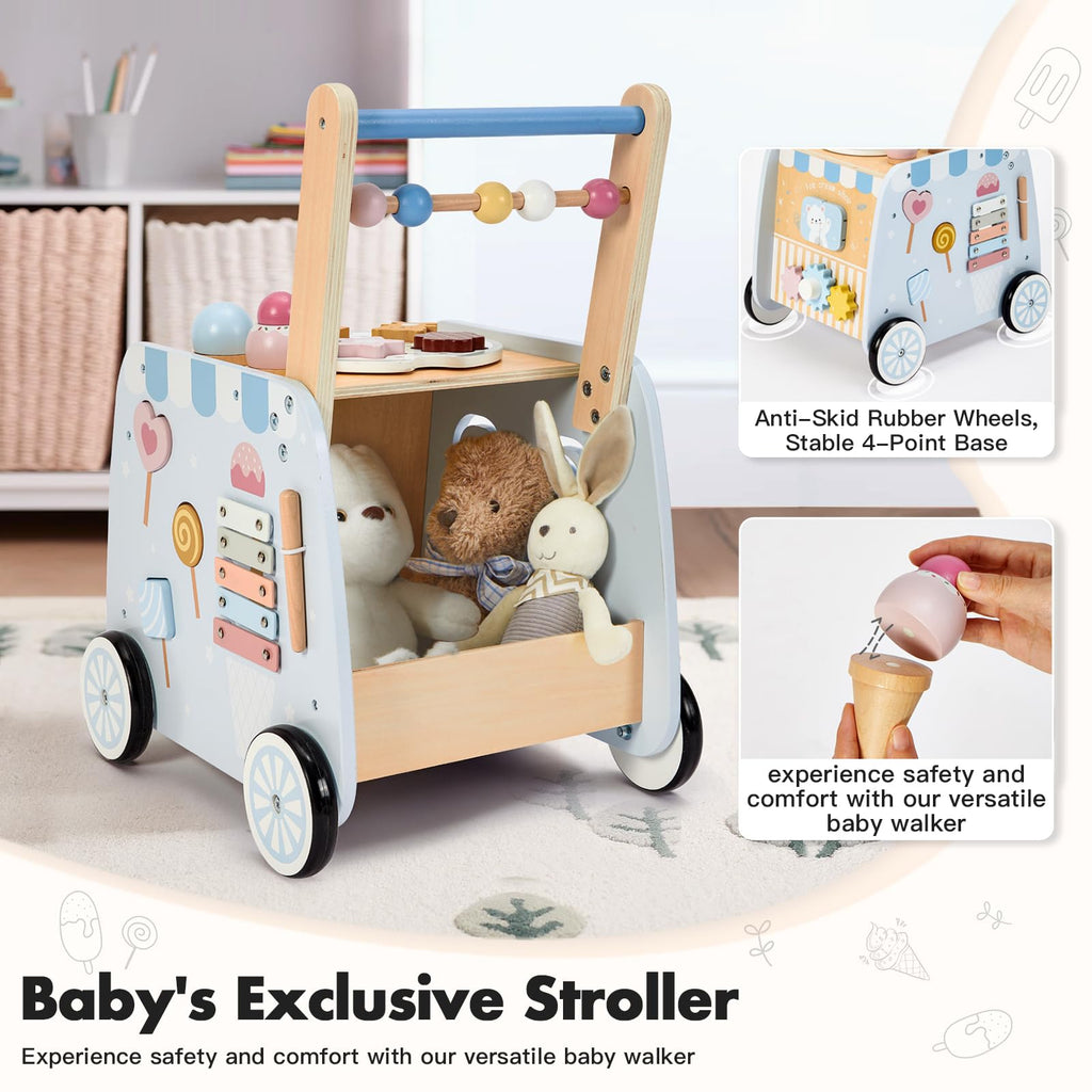 Wooden Baby Walker with Wheels Q67154