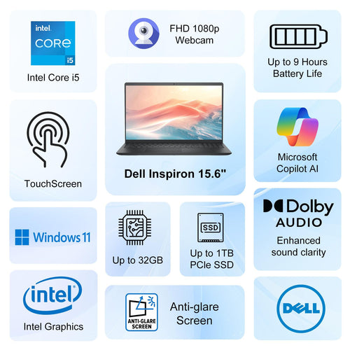 15.6" FHD Touchscreen Laptop Intel Core i5 8GB RAM 512GB SSD Windows 11 O43399