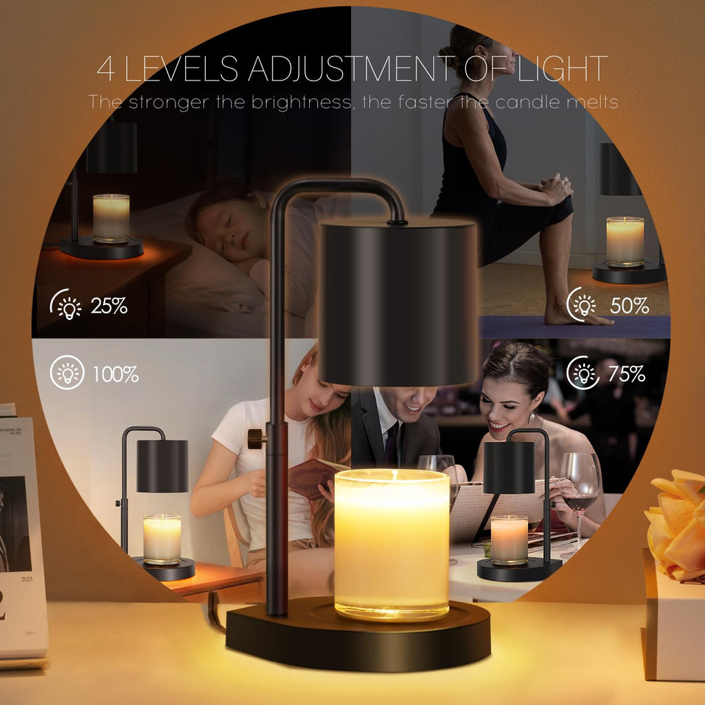 Black Adjustable Height Dimmable Candle Warmer Lamp with Timer F950957
