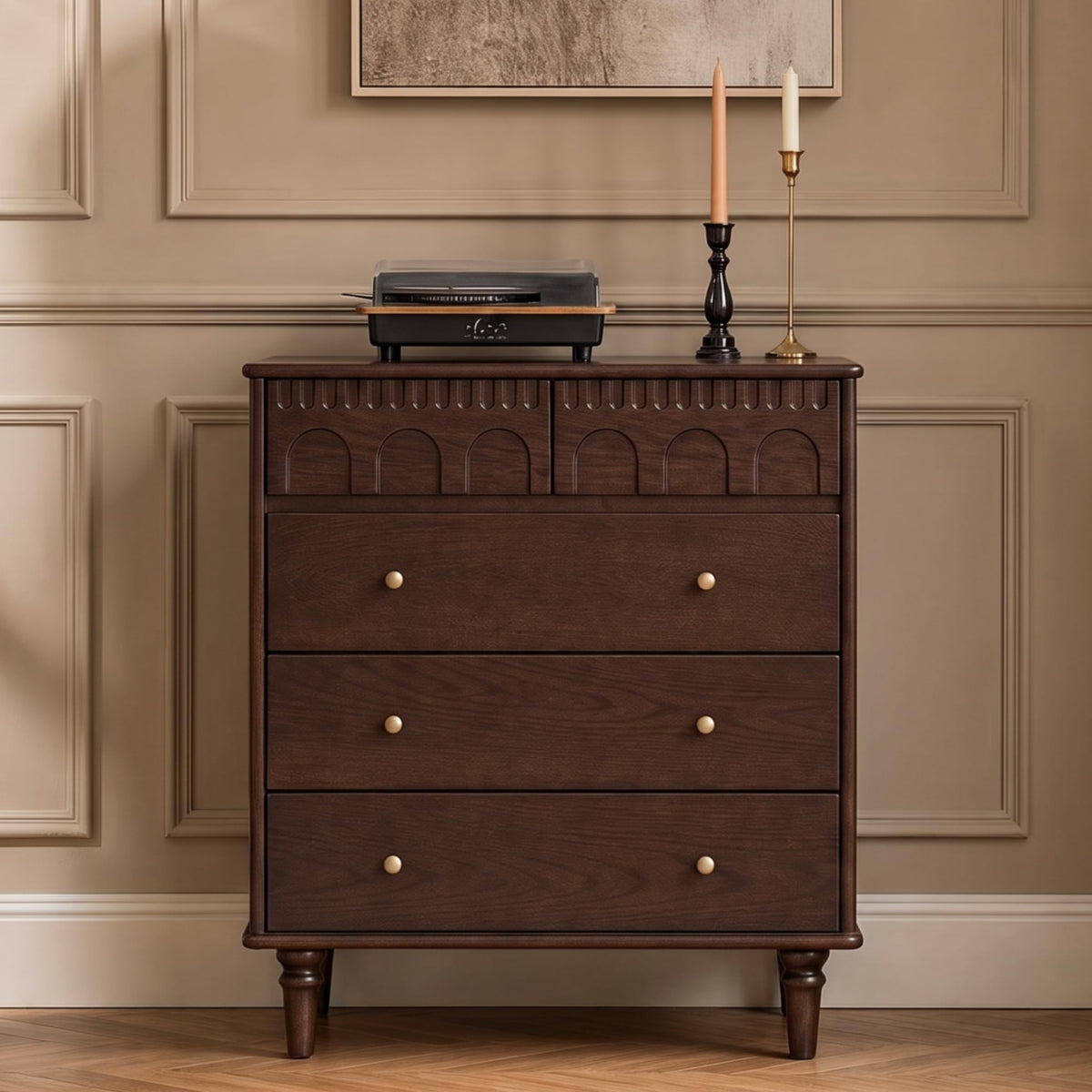 100% Solid Wood 5 Drawers Nightstand P623149