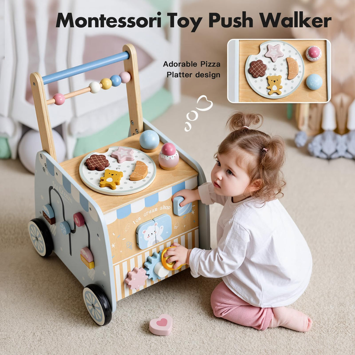 Wooden Baby Walker with Wheels Q67154